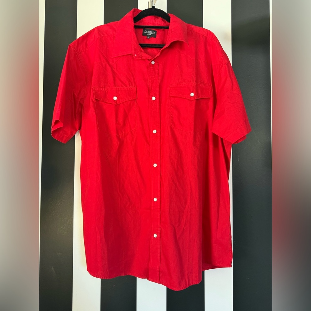 NWOT Classic Gioberti Men’s Red Short-Sleeve Western Shirt w/ Pearl Snaps SZ XL